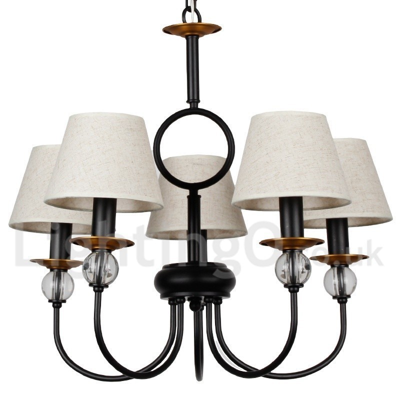 Kronleuchter im rustikalen Retro-Stil, schwarz, mediterraner Stil, moderner Kerzenstil, 5 Lichter