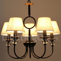 Kronleuchter im rustikalen Retro-Stil, schwarz, mediterraner Stil, moderner Kerzenstil, 5 Lichter