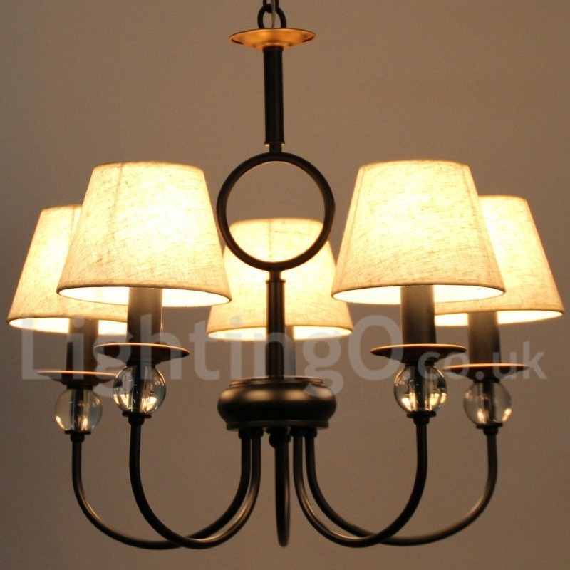 Kronleuchter im rustikalen Retro-Stil, schwarz, mediterraner Stil, moderner Kerzenstil, 5 Lichter