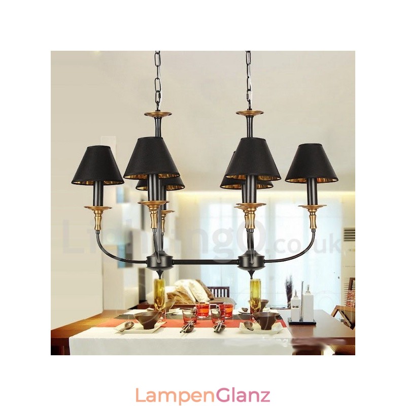 6-flammiger Kronleuchter im zeitgenössischen Retro-Kerzenstil