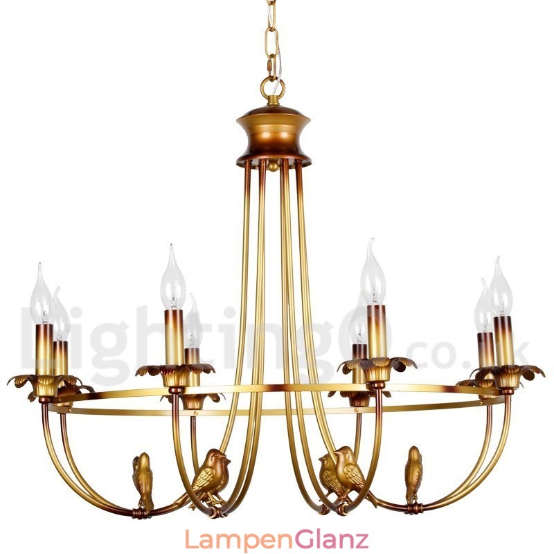 Rustikaler Kronleuchter im Retro-Kerzenstil mit 8 Lichtern