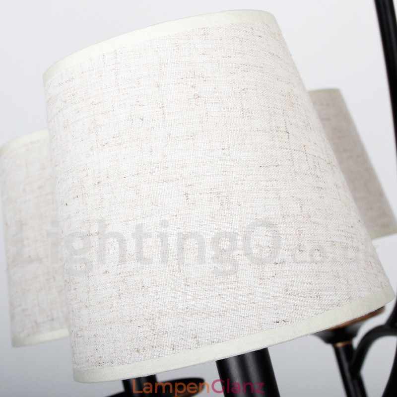 Kronleuchter im modernen, rustikalen Retro-Stil mit 6 Lichtern, schwarz