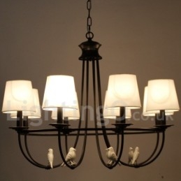 Kronleuchter im Retro-Stil, schwarz, mediterraner Stil, rustikal, modern, Kerzenstil, 8 Lichter