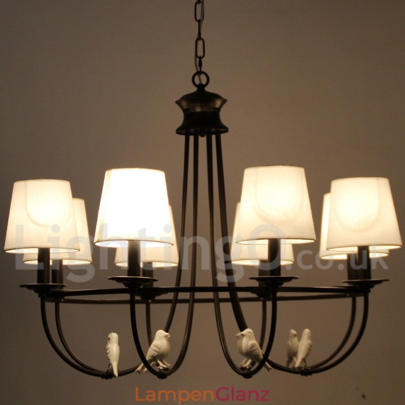 Kronleuchter im Retro-Stil, schwarz, mediterraner Stil, rustikal, modern, Kerzenstil, 8 Lichter