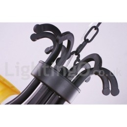 8-flammiger, schwarzer, moderner Kronleuchter im Kerzenstil