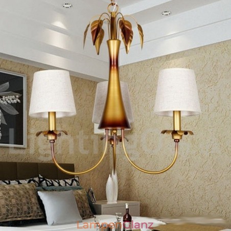 3-flammiger moderner Kronleuchter im zeitgenössischen rustikalen Kerzenstil