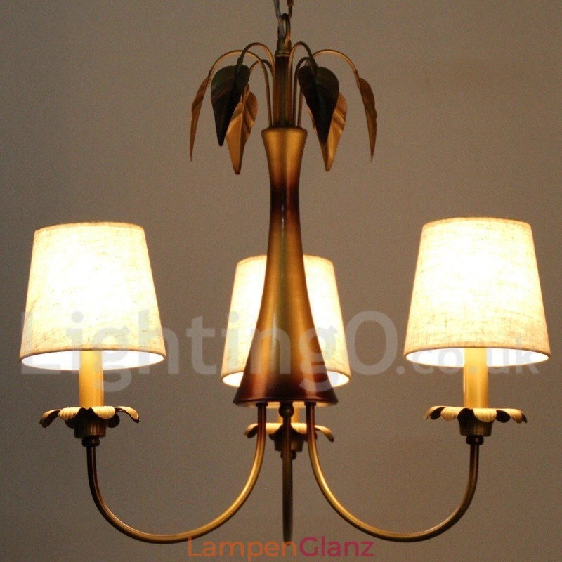 3-flammiger moderner Kronleuchter im zeitgenössischen rustikalen Kerzenstil