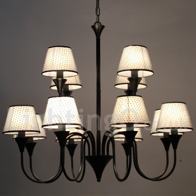 Kronleuchter im rustikalen, modernen und zeitgenössischen Retro-Stil mit 12 Lichtern, schwarzer Kerzenleuchter