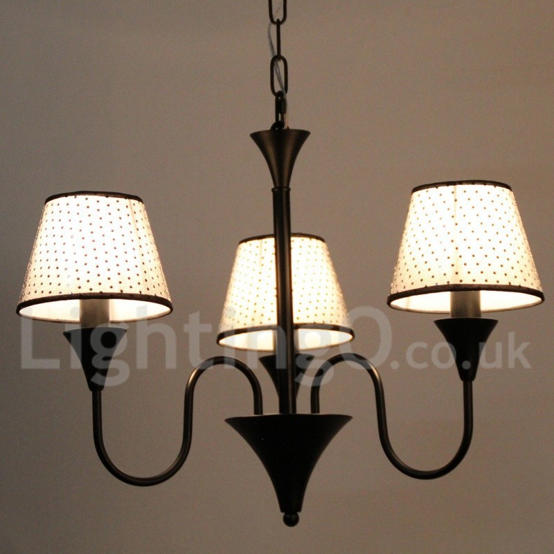 Kronleuchter im rustikalen, modernen und zeitgenössischen Retro-Stil mit schwarzer Kerze, 3 Lichter