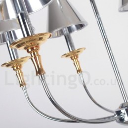 6-flammiger moderner zeitgenössischer Kronleuchter im Kerzenstil aus Chrom