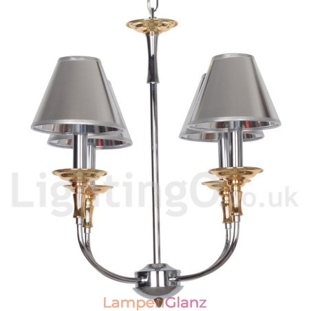 4-flammiger moderner Kronleuchter im zeitgenössischen Chrom-Kerzenstil