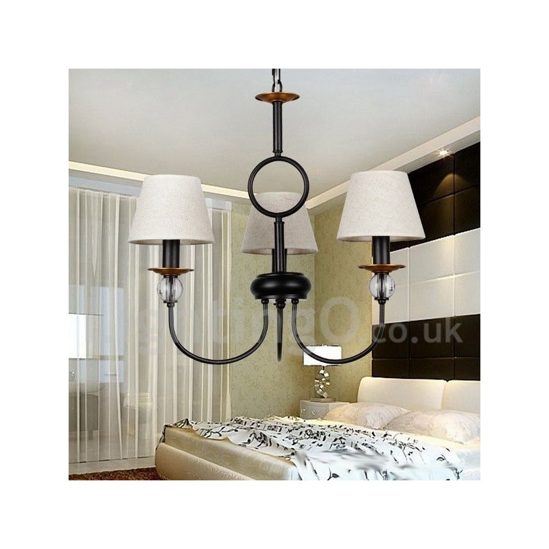 Kronleuchter im rustikalen Retro-Stil, schwarz, mediterraner Stil, moderner Kerzenstil, 3 Lichter