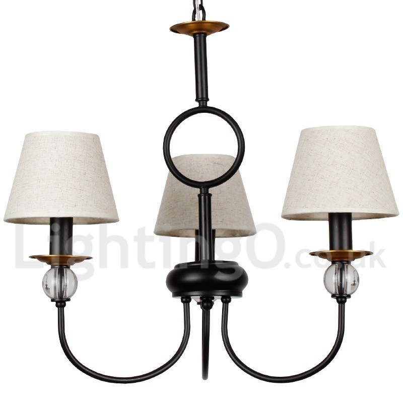 Kronleuchter im rustikalen Retro-Stil, schwarz, mediterraner Stil, moderner Kerzenstil, 3 Lichter