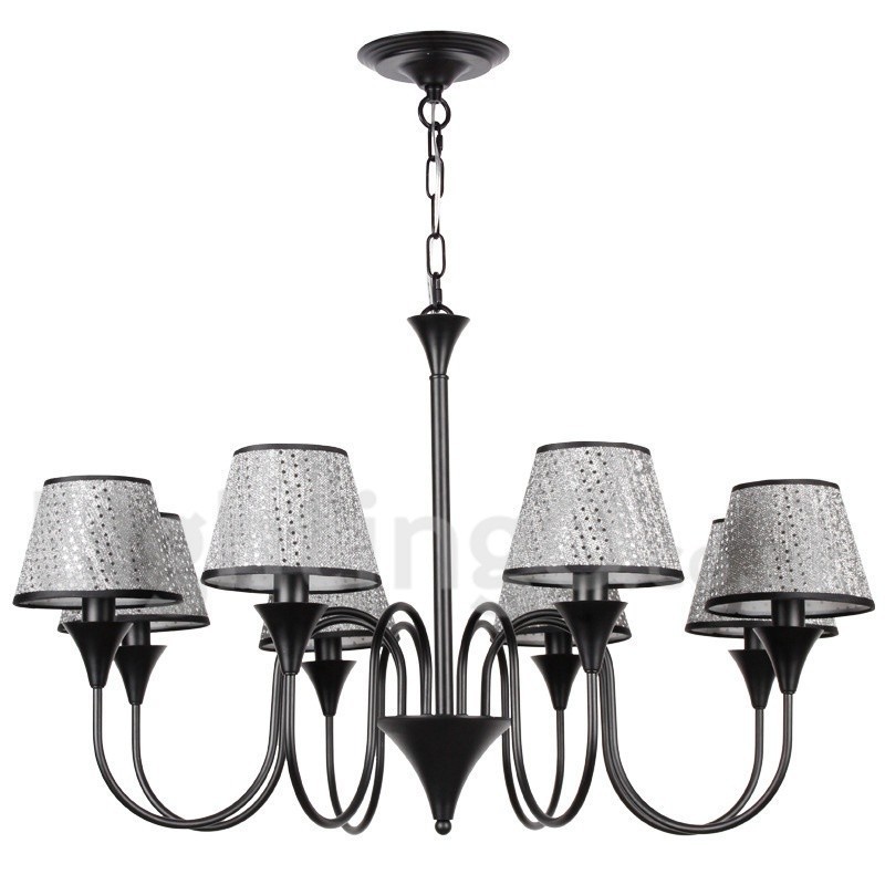 Kronleuchter im rustikalen, modernen und zeitgenössischen Retro-Stil mit schwarzer Kerze, 8 Lichter