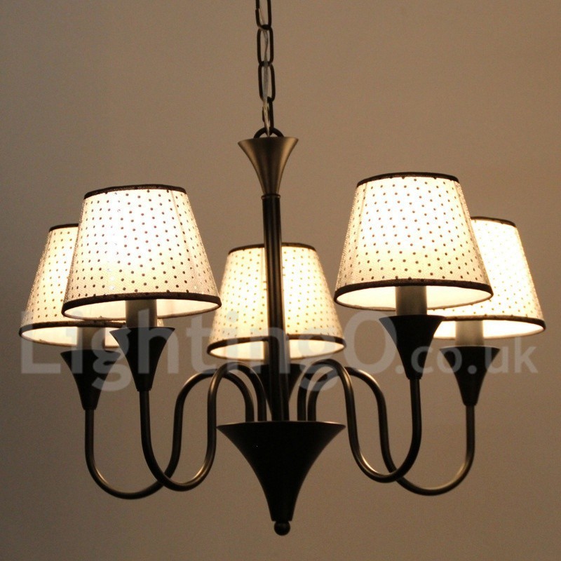 Kronleuchter im rustikalen, modernen und zeitgenössischen Retro-Stil mit schwarzer Kerze, 5 Lichter