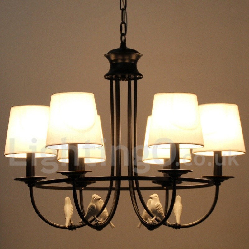 Kronleuchter im Retro-Stil, schwarz, mediterraner Stil, rustikal, modern, Kerzenstil, 6 Lichter
