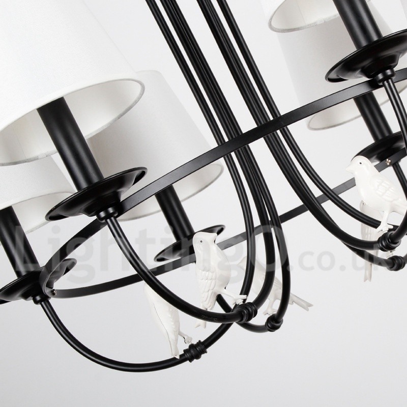 Kronleuchter im Retro-Stil, schwarz, mediterraner Stil, rustikal, modern, Kerzenstil, 6 Lichter