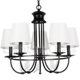 Kronleuchter im Retro-Stil, schwarz, mediterraner Stil, rustikal, modern, Kerzenstil, 5 Lichter