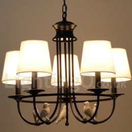 Kronleuchter im Retro-Stil, schwarz, mediterraner Stil, rustikal, modern, Kerzenstil, 5 Lichter