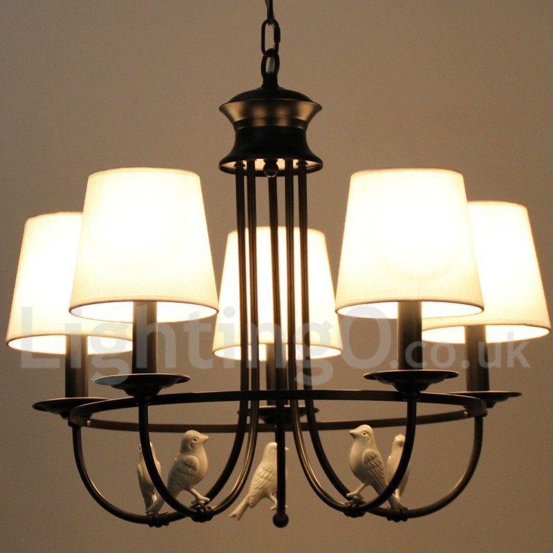 Kronleuchter im Retro-Stil, schwarz, mediterraner Stil, rustikal, modern, Kerzenstil, 5 Lichter