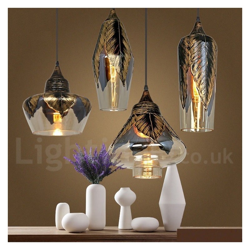 Europäische Retro Glas Pendelleuchte Lounge Pendelleuchte