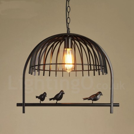 1-flammige Hängeleuchte im Retro-Vogelkäfig-Stil im rustikalen Lodge-Stil mit Stahlschirm 1-flammige Hängeleuchte im Retro-Vogelkäfig-Stil im rustikalen Lodge-Stil mit Stahlschirm