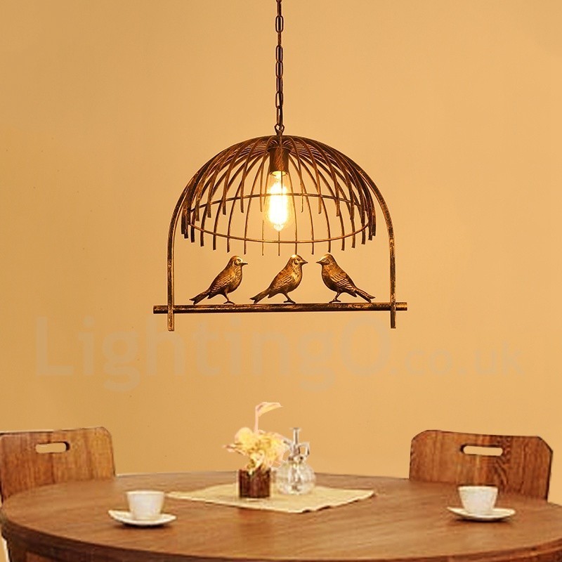 1-flammige Hängeleuchte im Retro-Vogelkäfig-Stil im rustikalen Lodge-Stil mit Stahlschirm