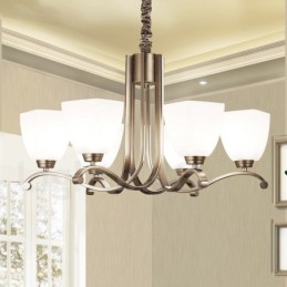 Moderner Kronleuchter mit 6 Lichtern und Glasschirm