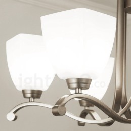 Moderner Kronleuchter mit 6 Lichtern und Glasschirm