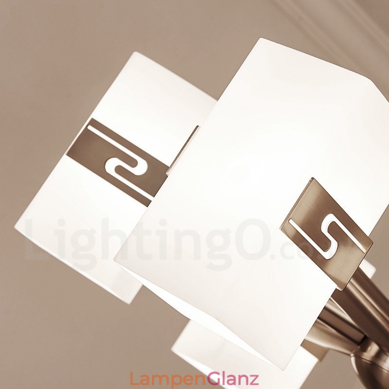 Moderner zeitgenössischer Kronleuchter mit 6 Lichtern und Glasschirm