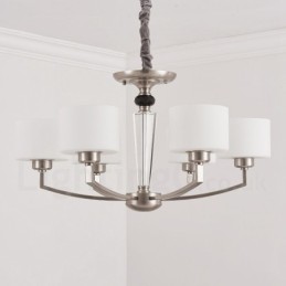 Moderner Kronleuchter mit 6 Lichtern und Glasschirm