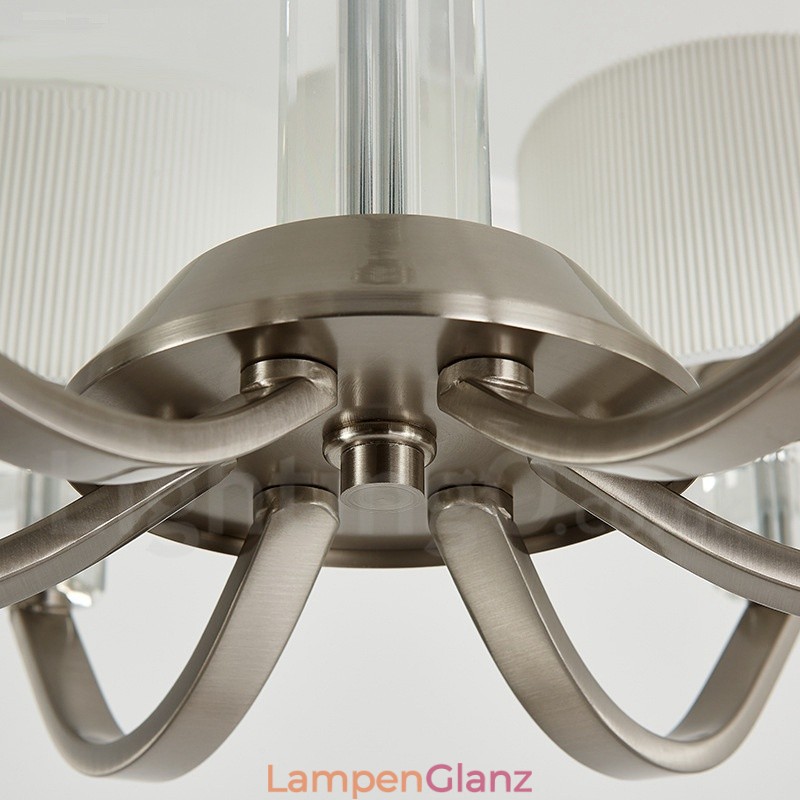 Moderner zeitgenössischer Kristall-Kronleuchter mit 6 Lichtern und Stoffschirm