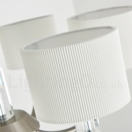 Moderner zeitgenössischer Kristall-Kronleuchter mit 6 Lichtern und Stoffschirm