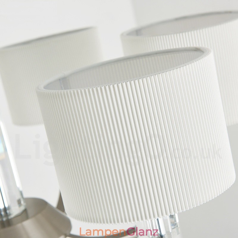 Moderner zeitgenössischer Kristall-Kronleuchter mit 6 Lichtern und Stoffschirm