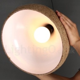 1 Light Retro Rustic Hemp Rope Pendant Light with Hemp Rope Shade