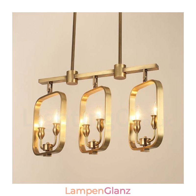 6-flammiger Retro-rustikaler Luxus-Pendelleuchter aus Messing