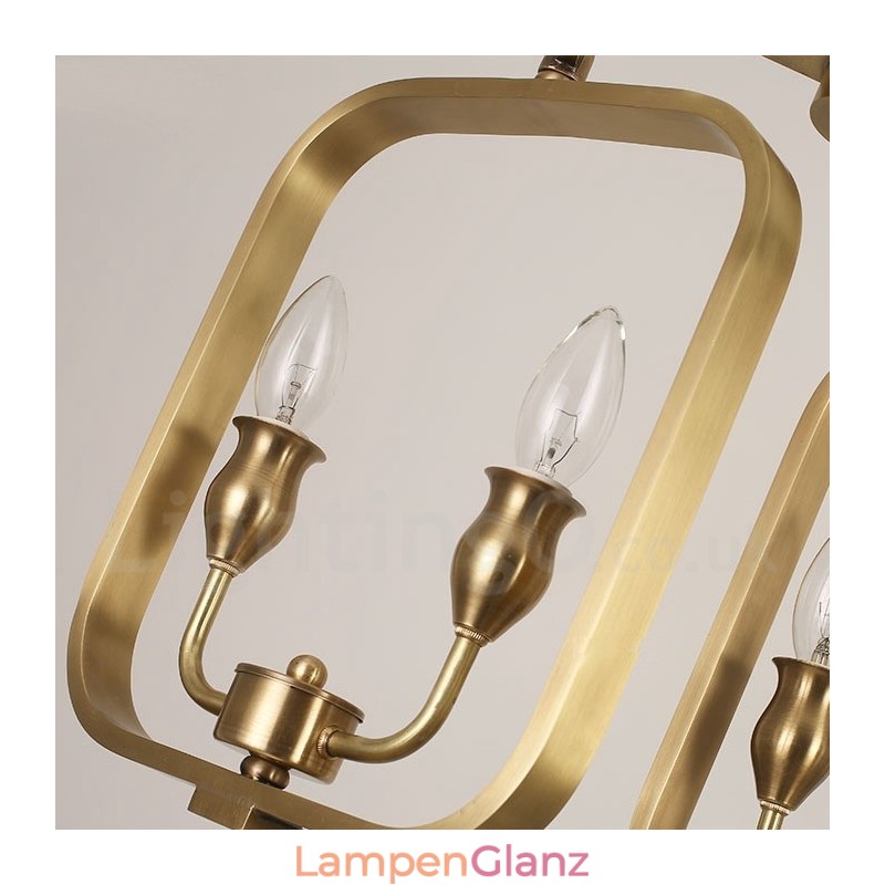 6-flammiger Retro-rustikaler Luxus-Pendelleuchter aus Messing