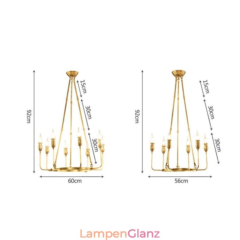 6 Licht 8 Licht Retro Rustikal Luxus Messing Pendelleuchte Kronleuchter