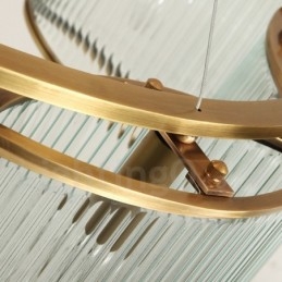 8-flammige Retro-Pendelleuchte aus rustikalem Messing mit Glasschirm