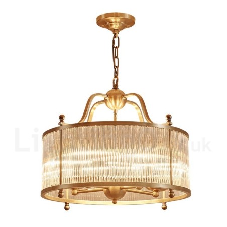 5-flammige Retro-Pendelleuchte aus rustikalem Messing mit Glasschirm 5-flammige Retro-Pendelleuchte aus rustikalem Messing mit Glasschirm