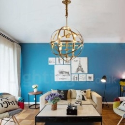 8-flammiger Retro-rustikaler Luxus-Pendelleuchter aus Messing