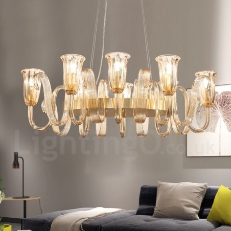 8-flammiger Retro-Pendelleuchter aus rustikaler Luxus-Aluminiumlegierung mit Glasschirm 8-flammiger Retro-Pendelleuchter aus rustikaler Luxus-Aluminiumlegierung mit Glasschirm