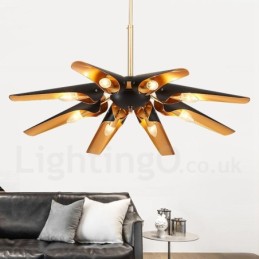 8-flammiger Retro-rustikaler Luxus-Pendelleuchter aus Aluminiumlegierung mit Lampenschirm aus Aluminiumlegierung