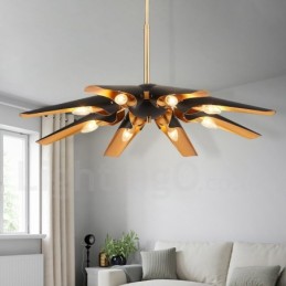 8-flammiger Retro-rustikaler Luxus-Pendelleuchter aus Aluminiumlegierung mit Lampenschirm aus Aluminiumlegierung