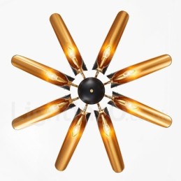 8-flammiger Retro-rustikaler Luxus-Pendelleuchter aus Aluminiumlegierung mit Lampenschirm aus Aluminiumlegierung