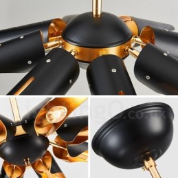 8-flammiger Retro-rustikaler Luxus-Pendelleuchter aus Aluminiumlegierung mit Lampenschirm aus Aluminiumlegierung