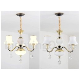 3-flammige Retro-Pendelleuchte im rustikalen Stil mit Kristallglasschirm
