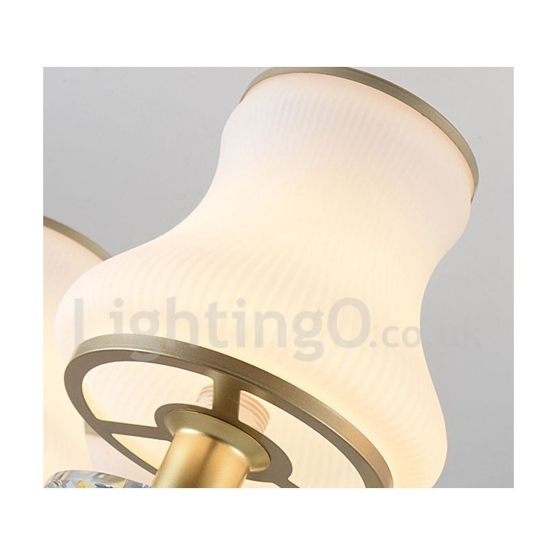 6-flammige Retro-Pendelleuchte aus Kristallglas mit rustikalem Luxus-Kronleuchter und Glasschirm