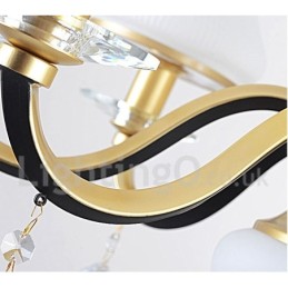 6-flammige Retro-Pendelleuchte aus Kristallglas mit rustikalem Luxus-Kronleuchter und Glasschirm