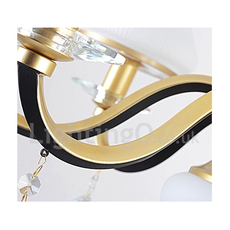 Retro Rustikaler Luxus Kristall Pendelleuchte Kronleuchter mit Glasschirm